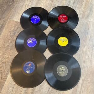 Vintage 78 RPM Records Lot of 6, Decca Majestic Capitol Shellac , Untested AS-IS